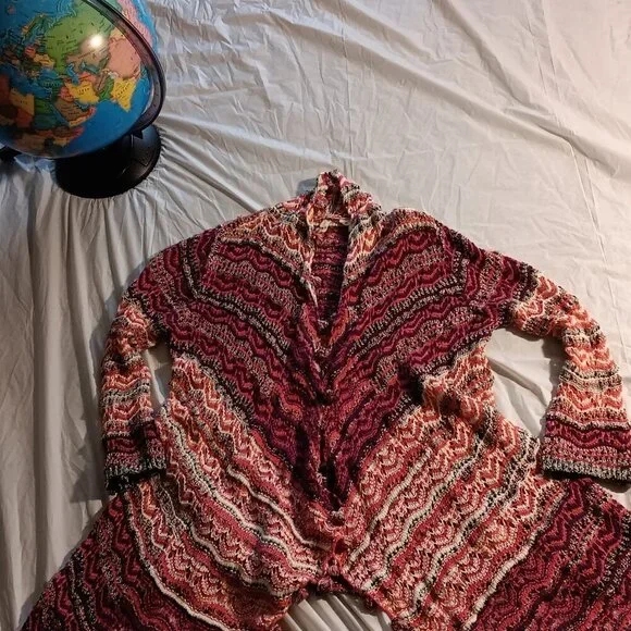 HOT STYLE! Long Bohemian CROCHET CARDIGAN, Medium, Cotton Blend. - Picture 3 of 5